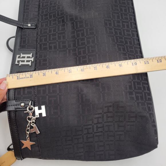 Tommy Hilfiger Large Handbag Preowned Black Logo Pattern - Picture 12 of 14